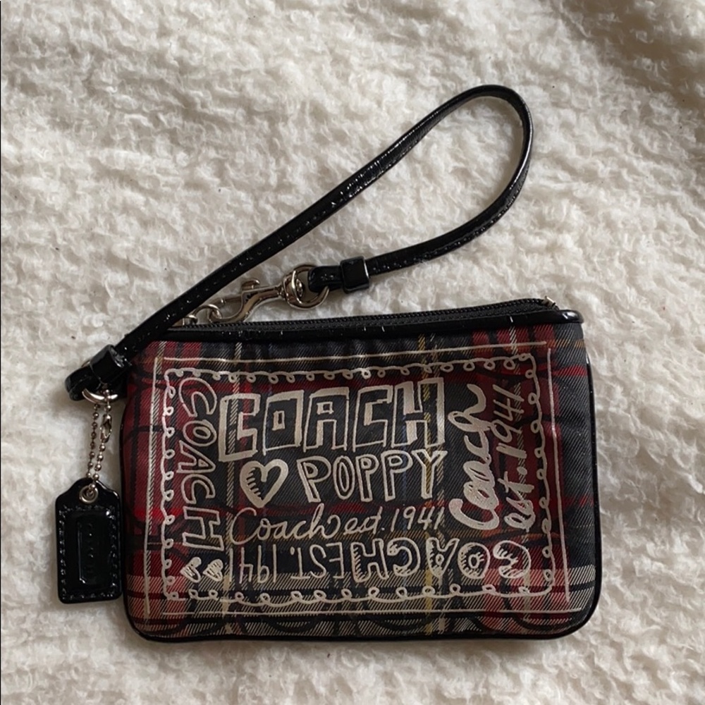Coach Poppy Classic Tartan Wristlet